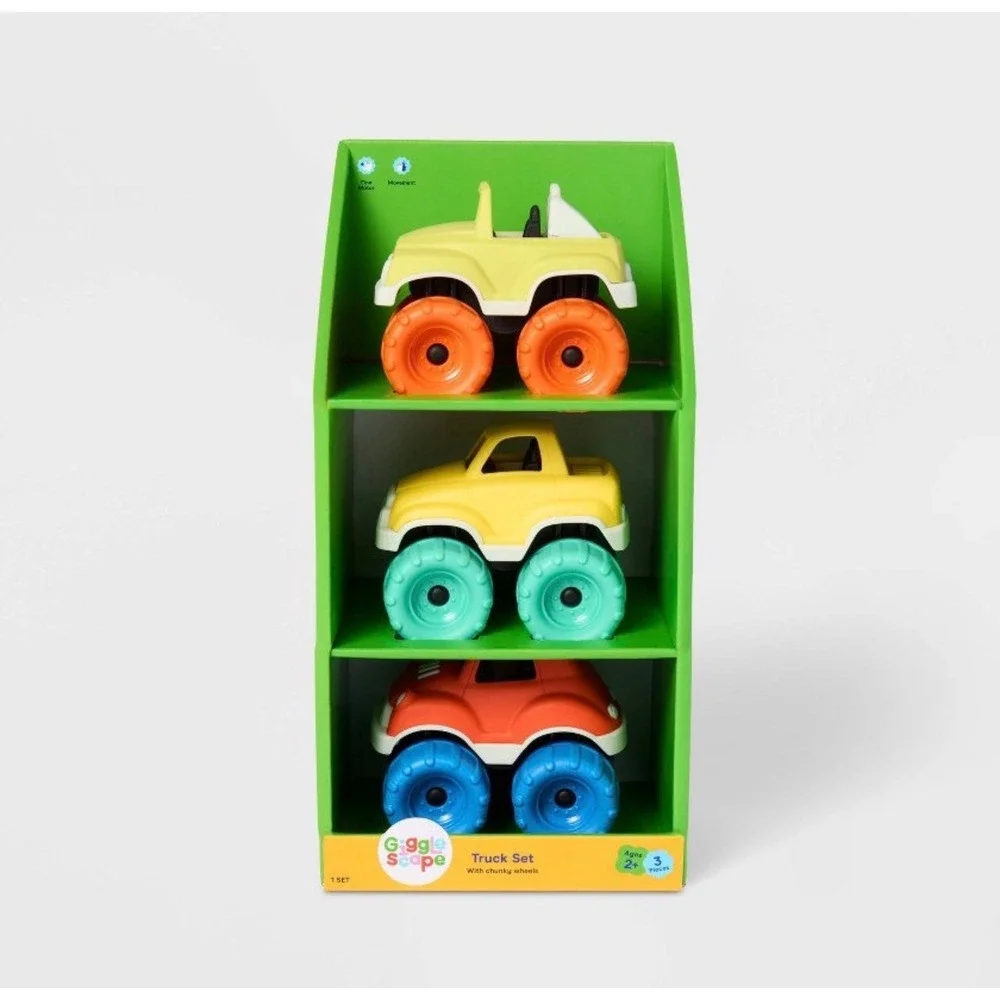 Gigglescape 3pc Truck Playset Chunky Wheels Multicolor Toy Vehicles Ages 2+ NEW